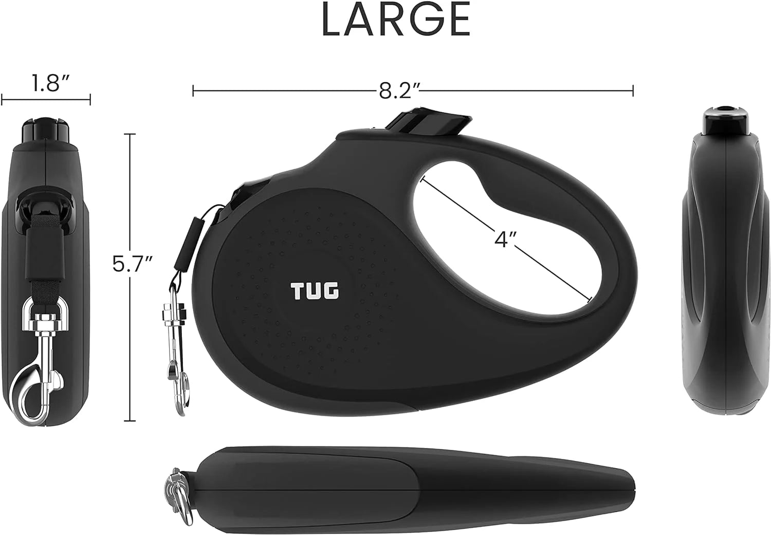 TUG 360° Tangle-Free Retractable Dog Leash - One-Handed Control with Anti-Slip Grip