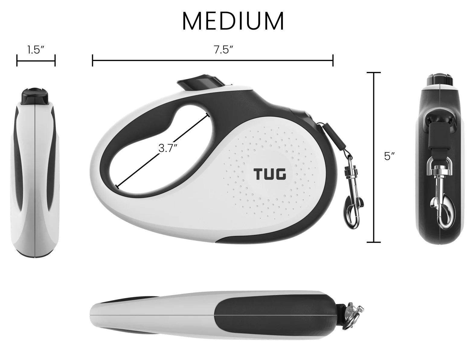 TUG 360° Tangle-Free Retractable Dog Leash - One-Handed Control with Anti-Slip Grip
