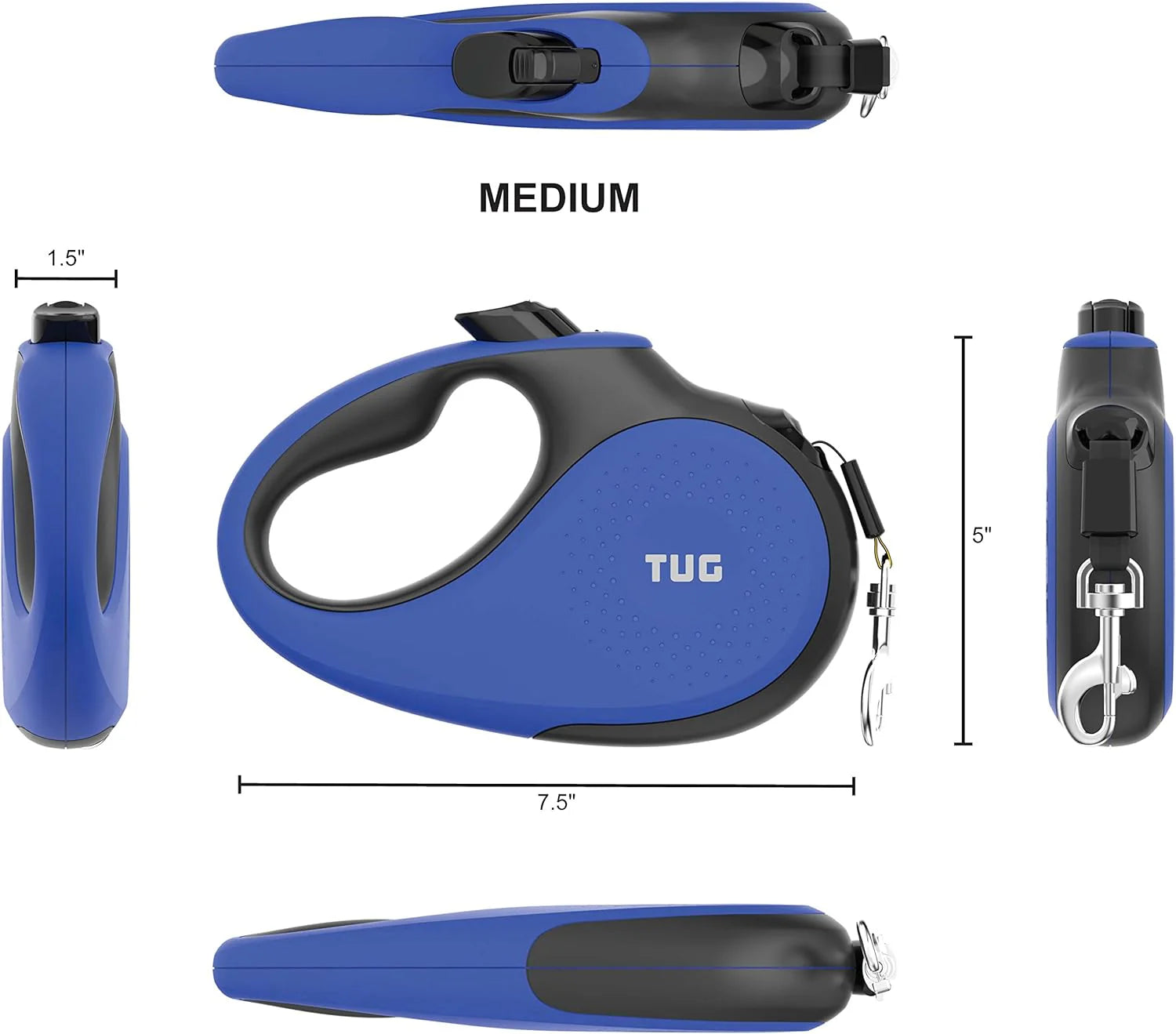 TUG 360° Tangle-Free Retractable Dog Leash - One-Handed Control with Anti-Slip Grip