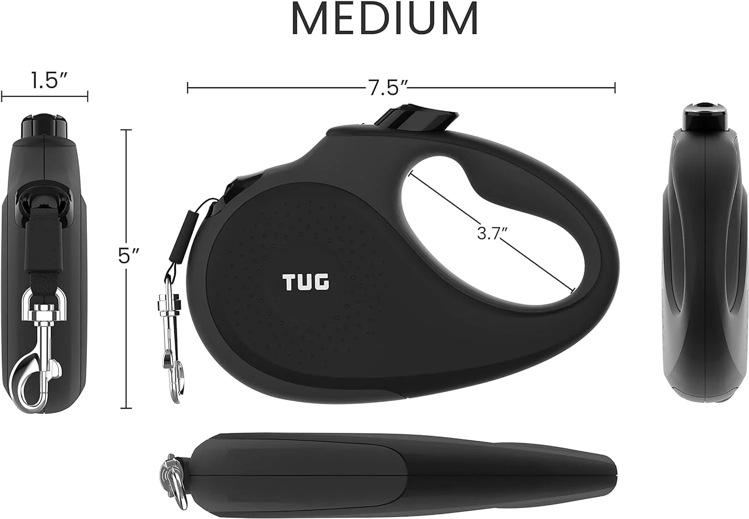 TUG 360° Tangle-Free Retractable Dog Leash - One-Handed Control with Anti-Slip Grip