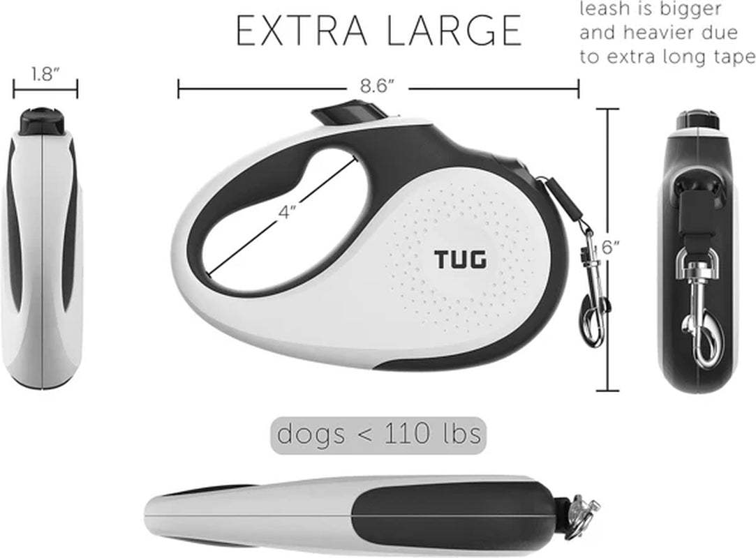 TUG 360° Tangle-Free Retractable Dog Leash - One-Handed Control with Anti-Slip Grip