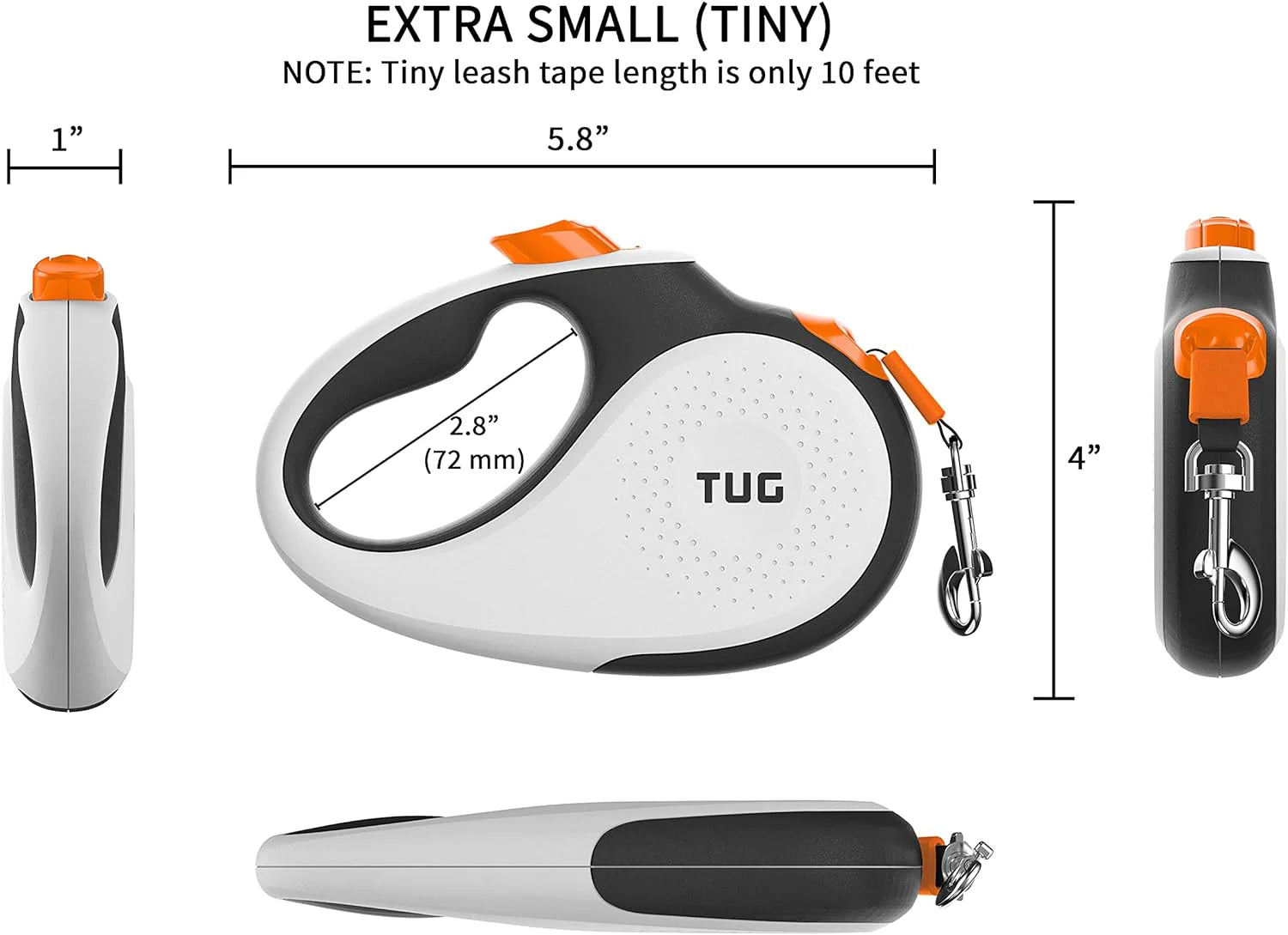 TUG 360° Tangle-Free Retractable Dog Leash - One-Handed Control with Anti-Slip Grip