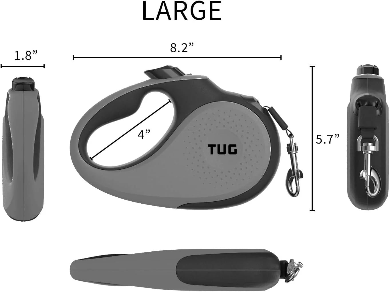 TUG 360° Tangle-Free Retractable Dog Leash - One-Handed Control with Anti-Slip Grip