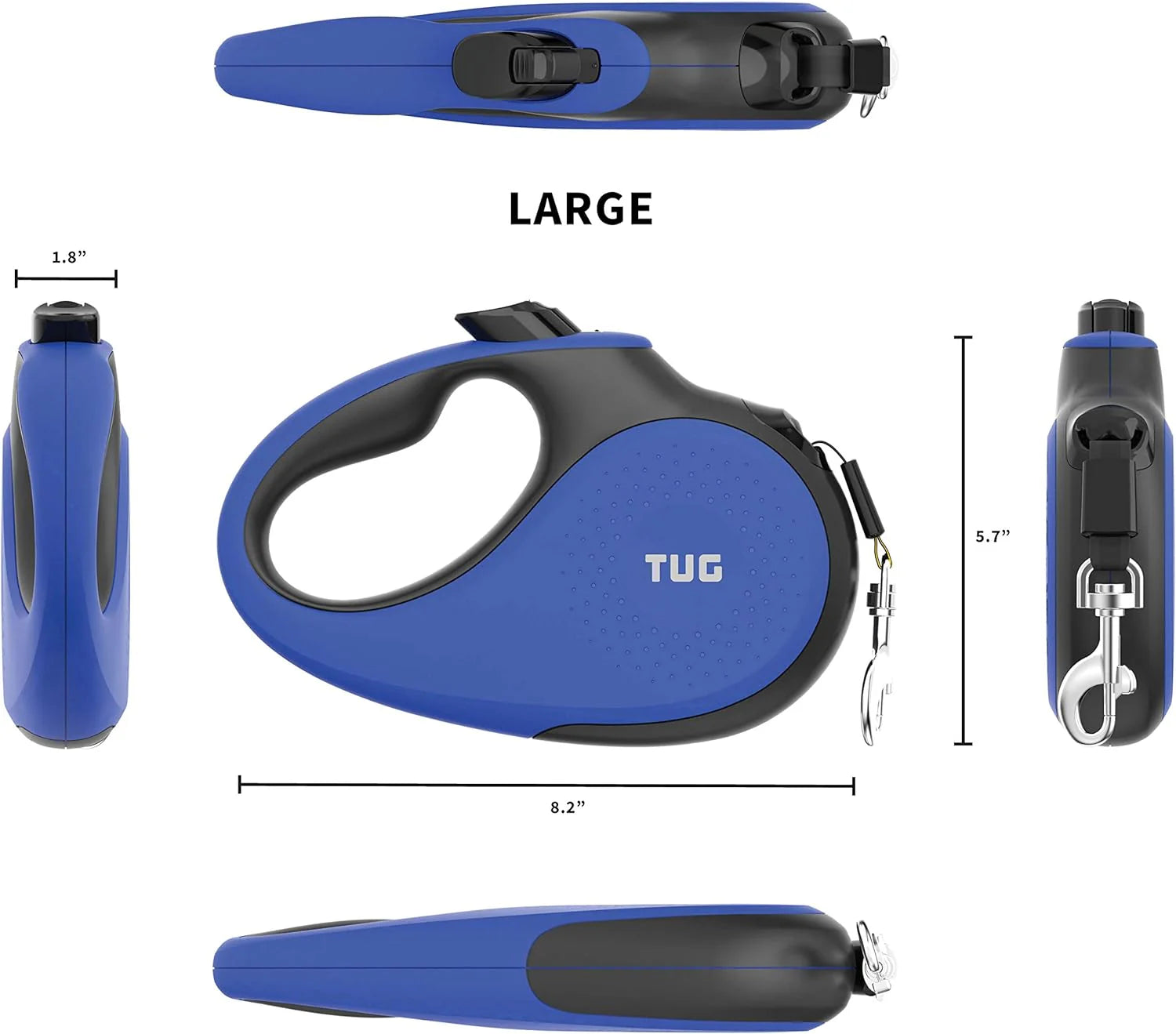 TUG 360° Tangle-Free Retractable Dog Leash - One-Handed Control with Anti-Slip Grip