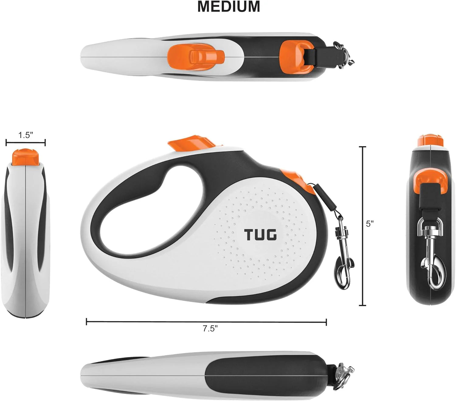TUG 360° Tangle-Free Retractable Dog Leash - One-Handed Control with Anti-Slip Grip